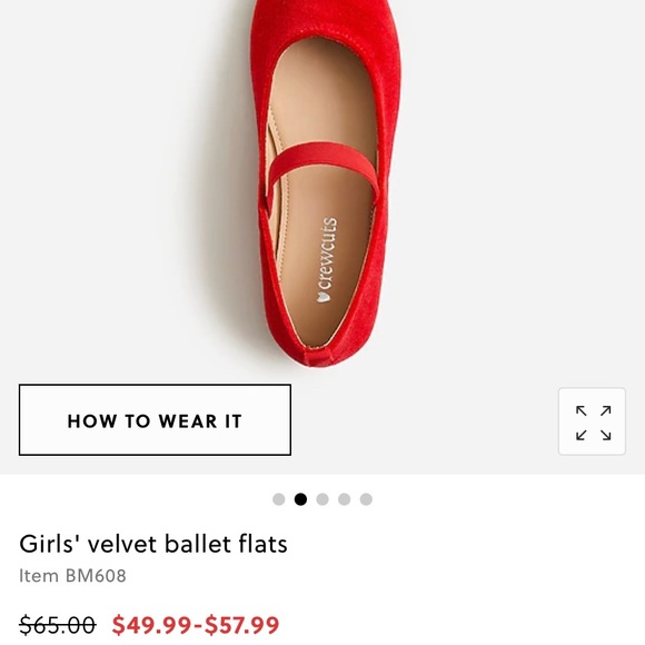 J Crew red velvet Ballet flats - Picture 4 of 8